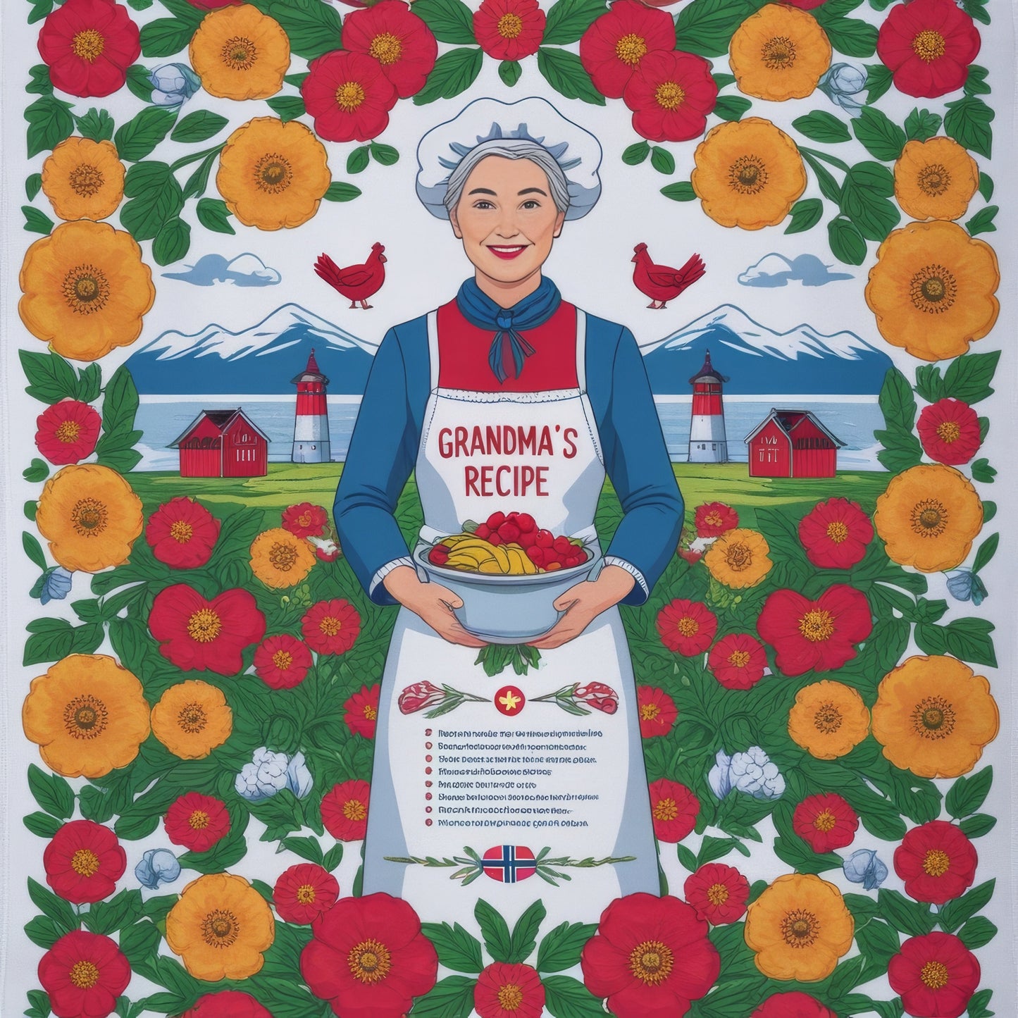 Norwegian Folk Art Kitchen Towel Collection
